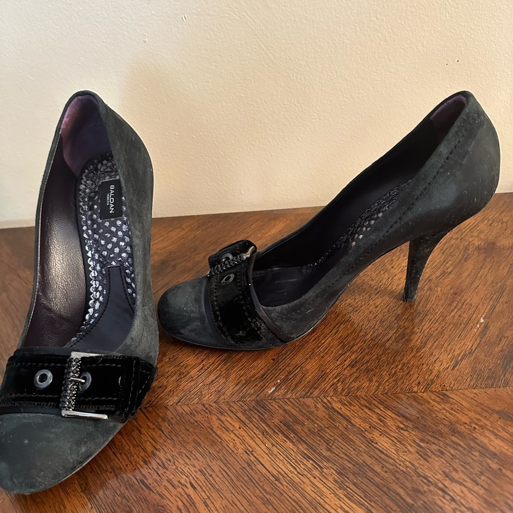Navy suede heels